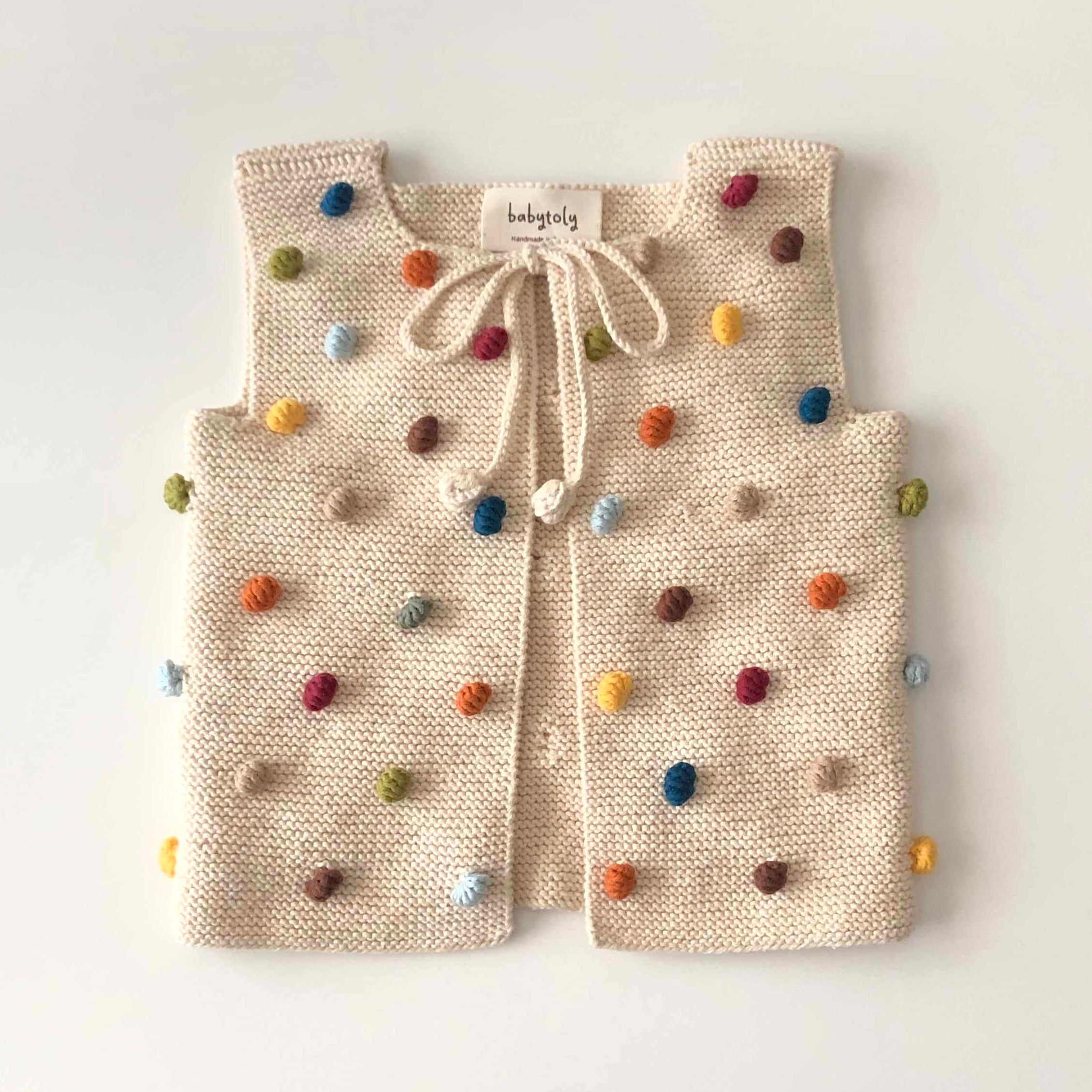Rainbow Popcorn Vest, Natural