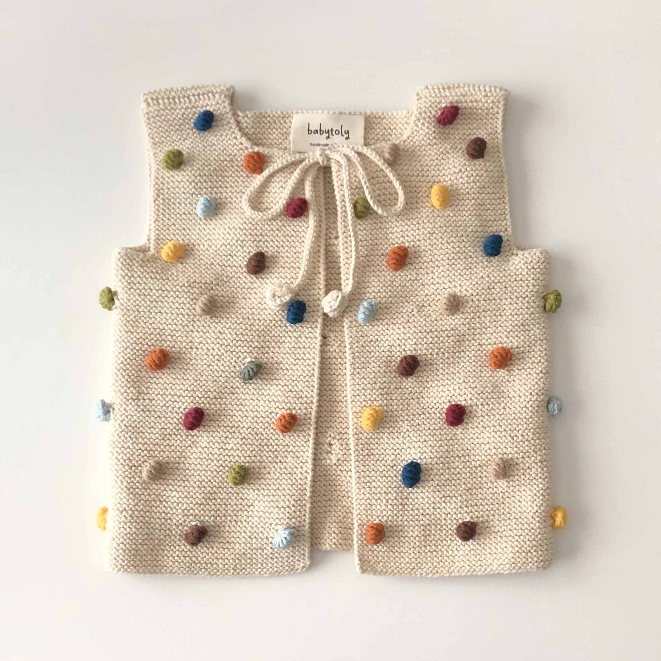 Rainbow Popcorn Vest & Bonnet Set, Natural