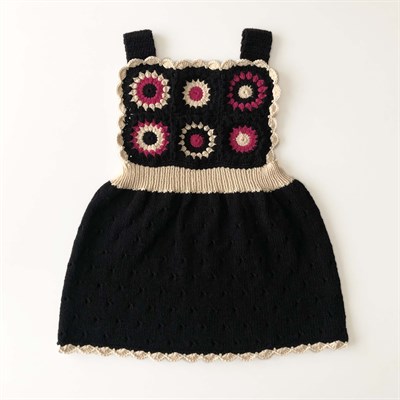 Arende Dress, Black base × Fuchsia, Natural