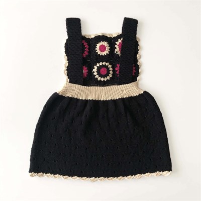 Arende Dress, Black base × Fuchsia, Natural