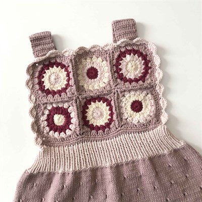 Arende Dress, Dusty rose base × Snow, Powder pink, Mulberry