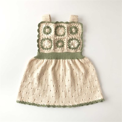 Arende Dress, Natural base × Matcha, Snow