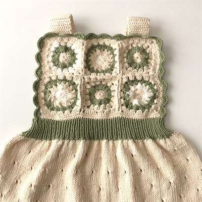 Arende Dress, Natural base × Matcha, Snow