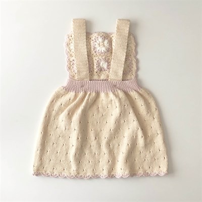 Arende Dress, Natural base × Powder pink, Snow
