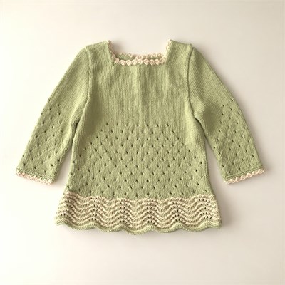 Artemis Dress Long Sleeve / 2 Color, Pistachio × Natural