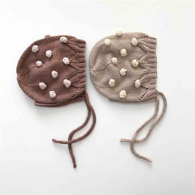 Blossom Popcorn Bonnet, Beige × natural popcorns