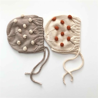 Blossom Popcorn Bonnet, Beige × natural popcorns