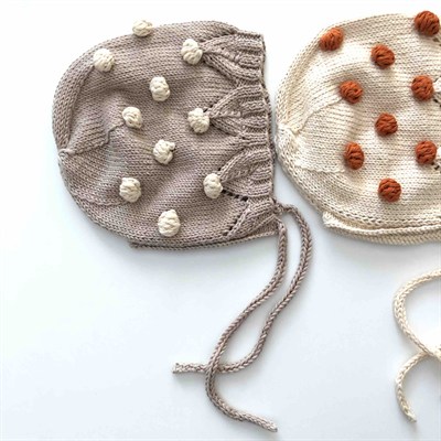 Blossom Popcorn Bonnet, Beige × natural popcorns