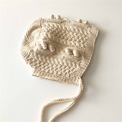 Cable Popcorn Bonnet, Natural