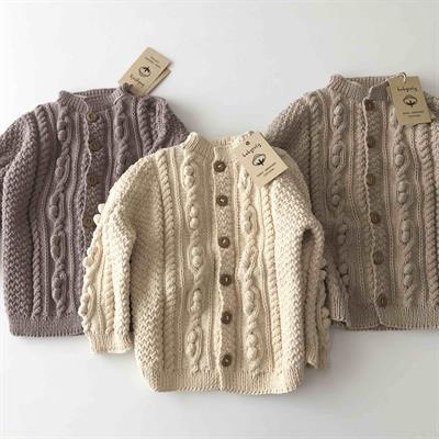 Cable Popcorn Cardigan, Beige
