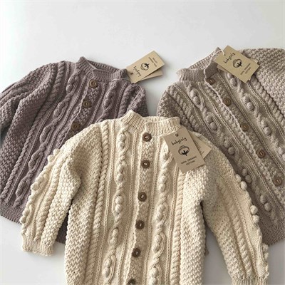 Cable Popcorn Cardigan, Custom Color