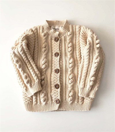 Cable Popcorn Cardigan, Natural