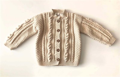 Cable Popcorn Cardigan, Natural