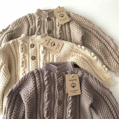 Cable Popcorn Cardigan, Taupe
