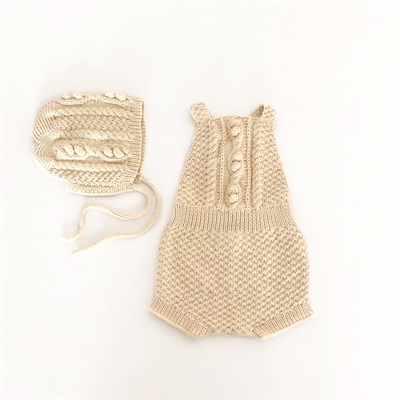 Cable Popcorn Romper, Natural