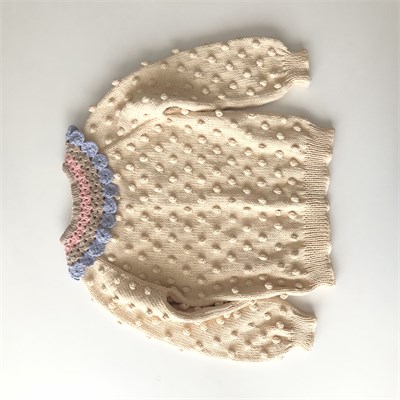 Camille Collar Cardigan, Natural base × Periwinkle Collar