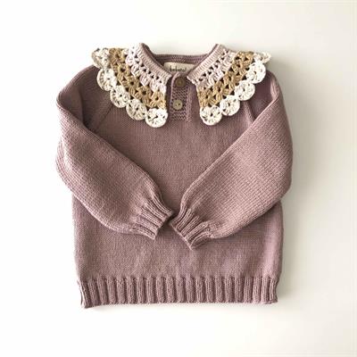 Camille Collar Sweater, Dusty rose×Latte Collar