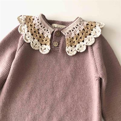 Camille Collar Sweater, Dusty rose×Latte Collar