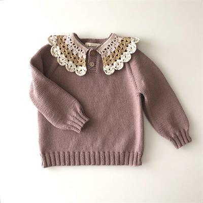 Camille Collar Sweater, Dusty rose×Latte Collar