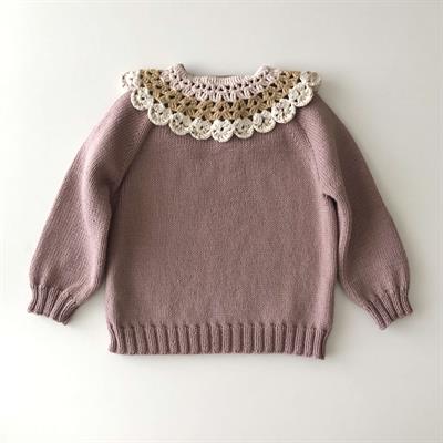 Camille Collar Sweater, Dusty rose×Latte Collar