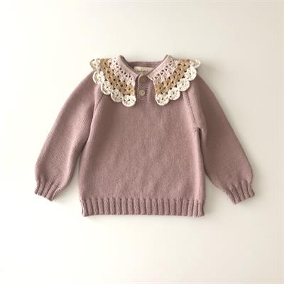 Camille Collar Sweater, Dusty rose×Latte Collar