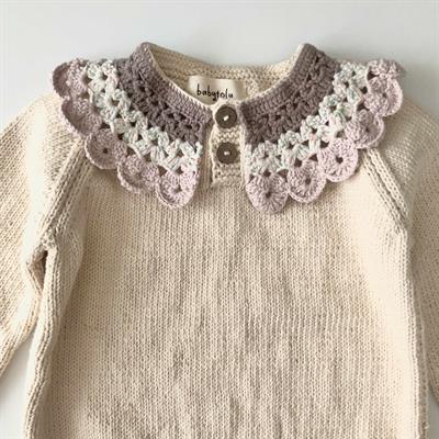 Camille Collar Sweater, Natural×Powder pink Collar