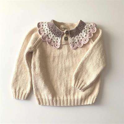 Camille Collar Sweater, Natural×Powder pink Collar