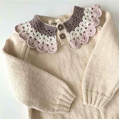 Camille Collar Sweater, Natural×Powder pink Collar