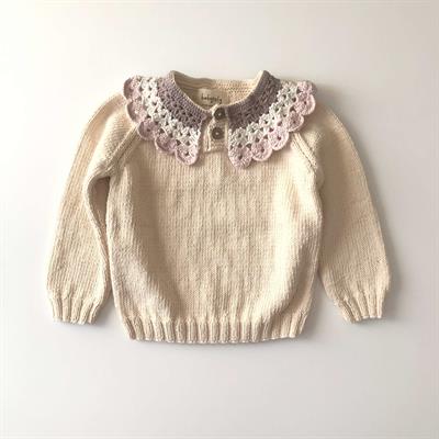 Camille Collar Sweater, Natural×Powder pink Collar