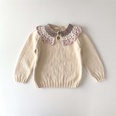 Camille Collar Sweater, Natural×Powder pink Collar