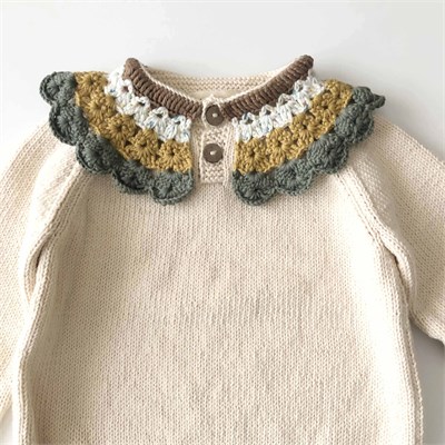 Camille Collar Sweater, Natural×Sage Collar