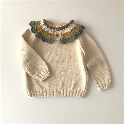 Camille Collar Sweater, Natural×Sage Collar