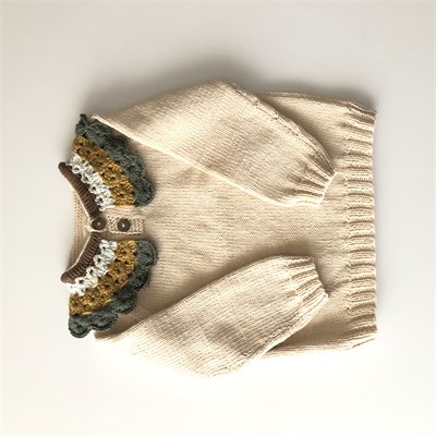 Camille Collar Sweater, Natural×Sage Collar