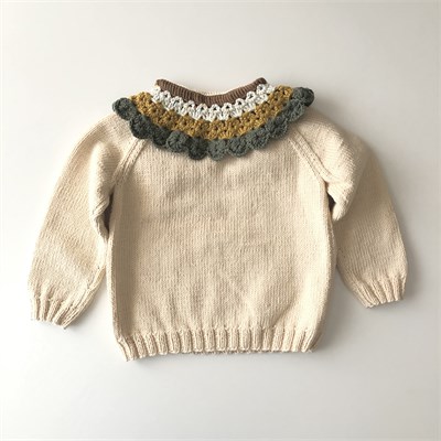 Camille Collar Sweater, Natural×Sage Collar