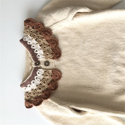 Camille Collar Sweater, Natural×Terracotta Collar