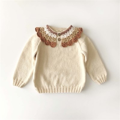 Camille Collar Sweater, Natural×Terracotta Collar