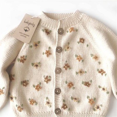 Floral Cardigan, Natural Base