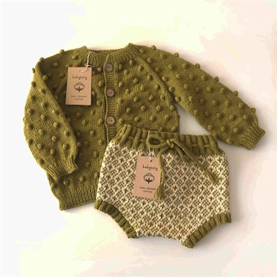 Folk Bloomer, Natural(waist) × Olive(patterns)