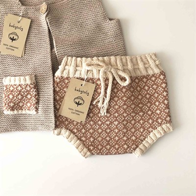 Folk Bloomer, Natural(waist) × Terracotta(patterns)