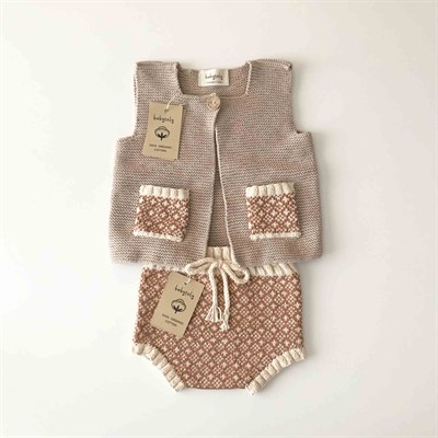 Folk Bloomer, Natural(waist) × Terracotta(patterns)