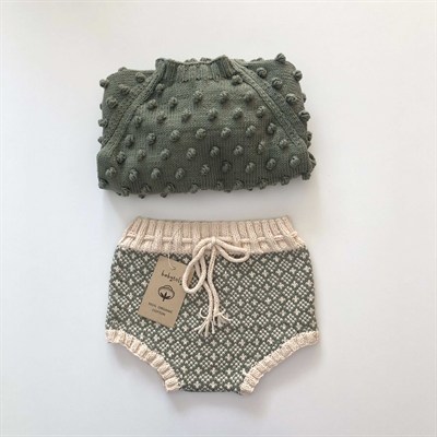 Folk Bloomer, Natural(waist) × Sage(patterns)