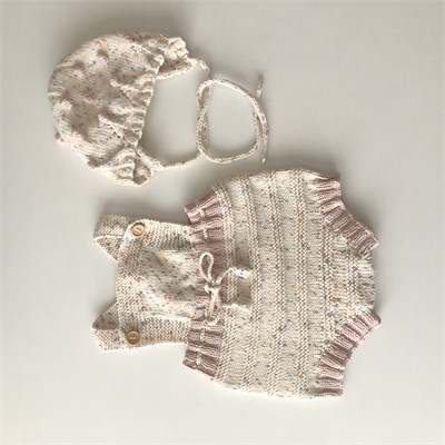 Macaron Romper & Blossom Popcorn Bonnet Set, Custom Color