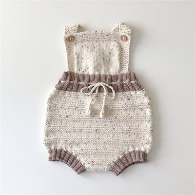 Macaron  Romper, Exclusive Confetti - Tea garden × Taupe