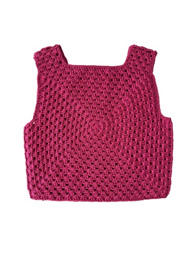 Malinda Crochet Top, Fuchsia Base