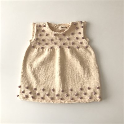 Popcorn Dress, Natural × Dusty rose popcorns