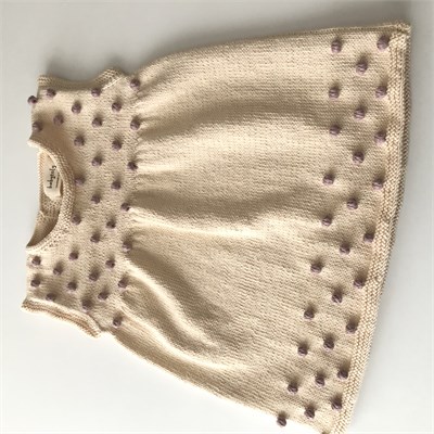 Popcorn Dress, Natural × Dusty rose popcorns
