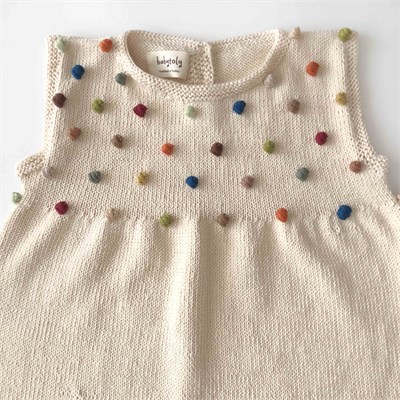 Popcorn Dress, Natural × Rainbow popcorns