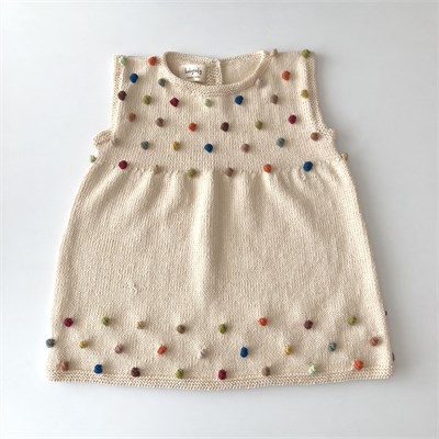 Popcorn Dress, Natural × Rainbow popcorns