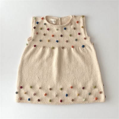 Popcorn Dress, Natural × Rainbow popcorns