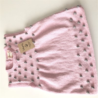 Popcorn Dress, Pastel pink × Pigeon popcorns